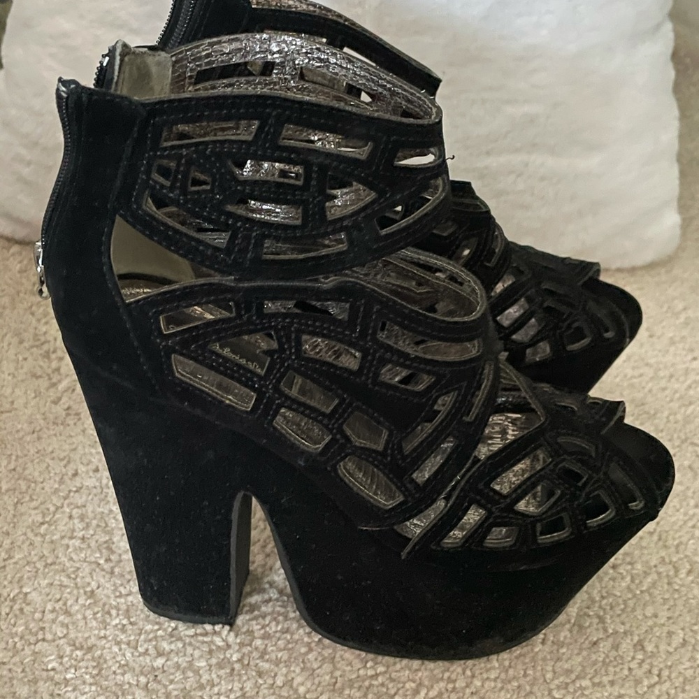 Womens stacked open toe heel